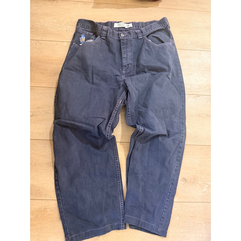 Polar Skate Co 93 Denim Navy Blue Purple Stitch Baggy Skate Jeans 36x34